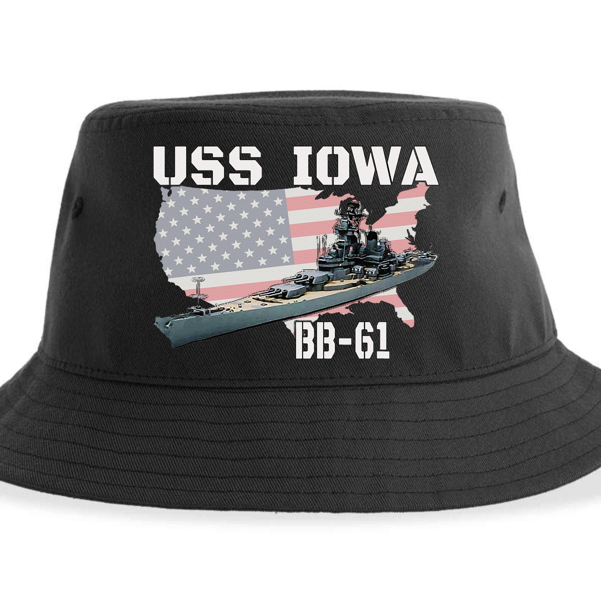 WW2 American Battleship USS Iowa Warship BB61 Veterans  Sustainable Bucket Hat