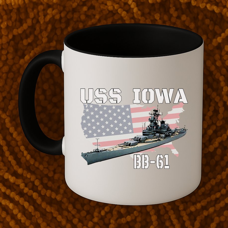 WW2 American Battleship USS Iowa Warship BB61 Veterans  Mug