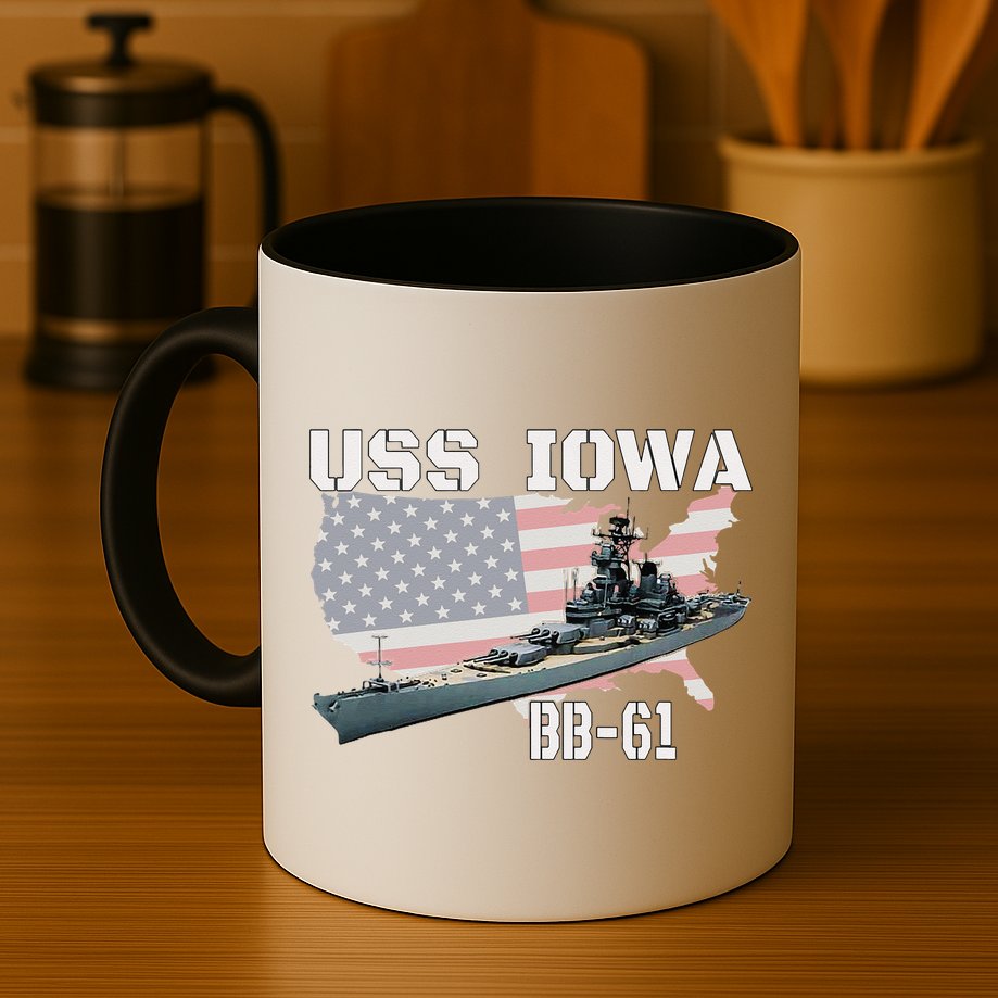 WW2 American Battleship USS Iowa Warship BB61 Veterans  Mug