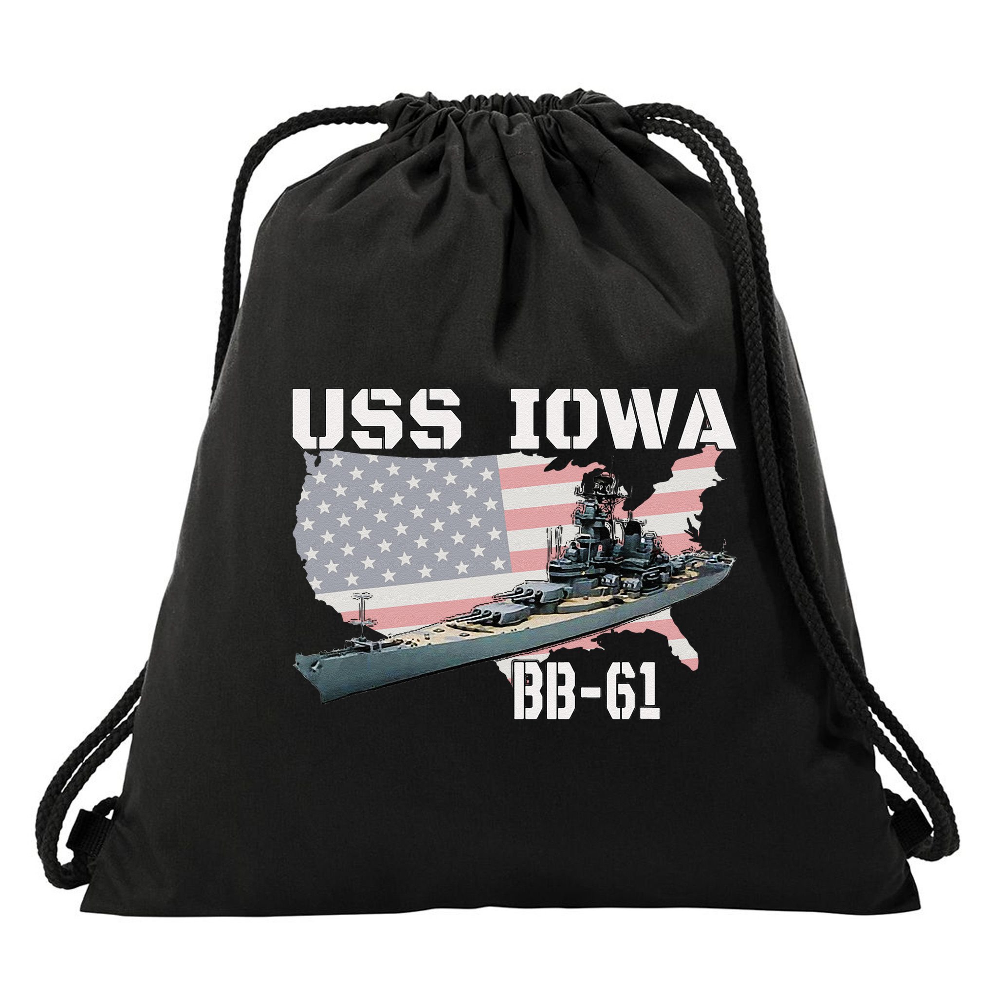 WW2 American Battleship USS Iowa Warship BB61 Veterans  Drawstring Bag