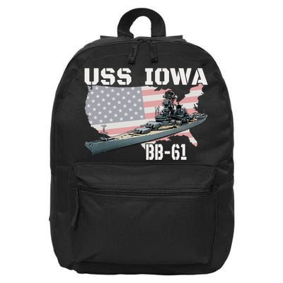WW2 American Battleship USS Iowa Warship BB61 Veterans  16 in Basic Backpack