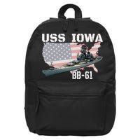 WW2 American Battleship USS Iowa Warship BB61 Veterans  16 in Basic Backpack