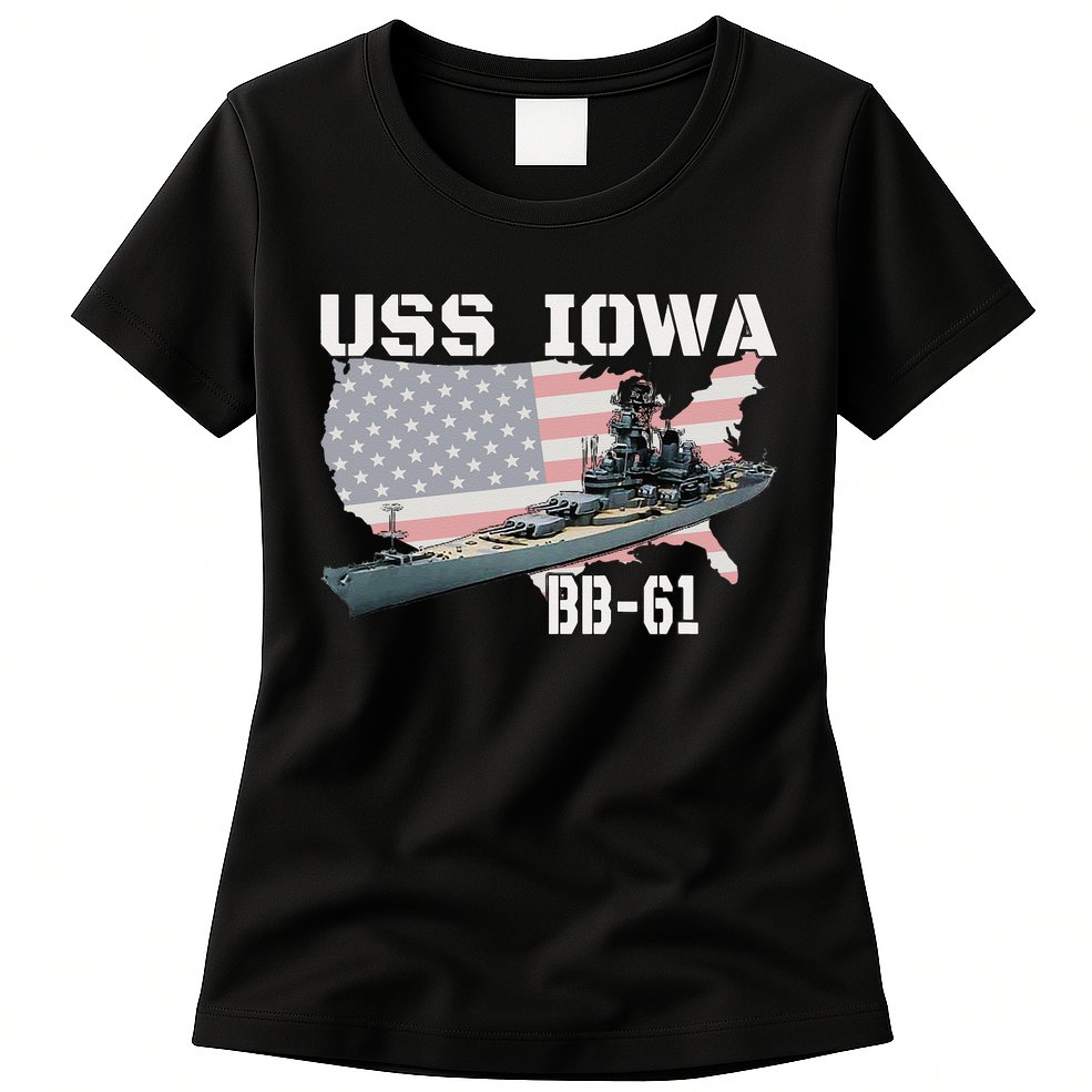 WW2 American Battleship USS Iowa Warship BB61 Veterans  Womens T-Shirt