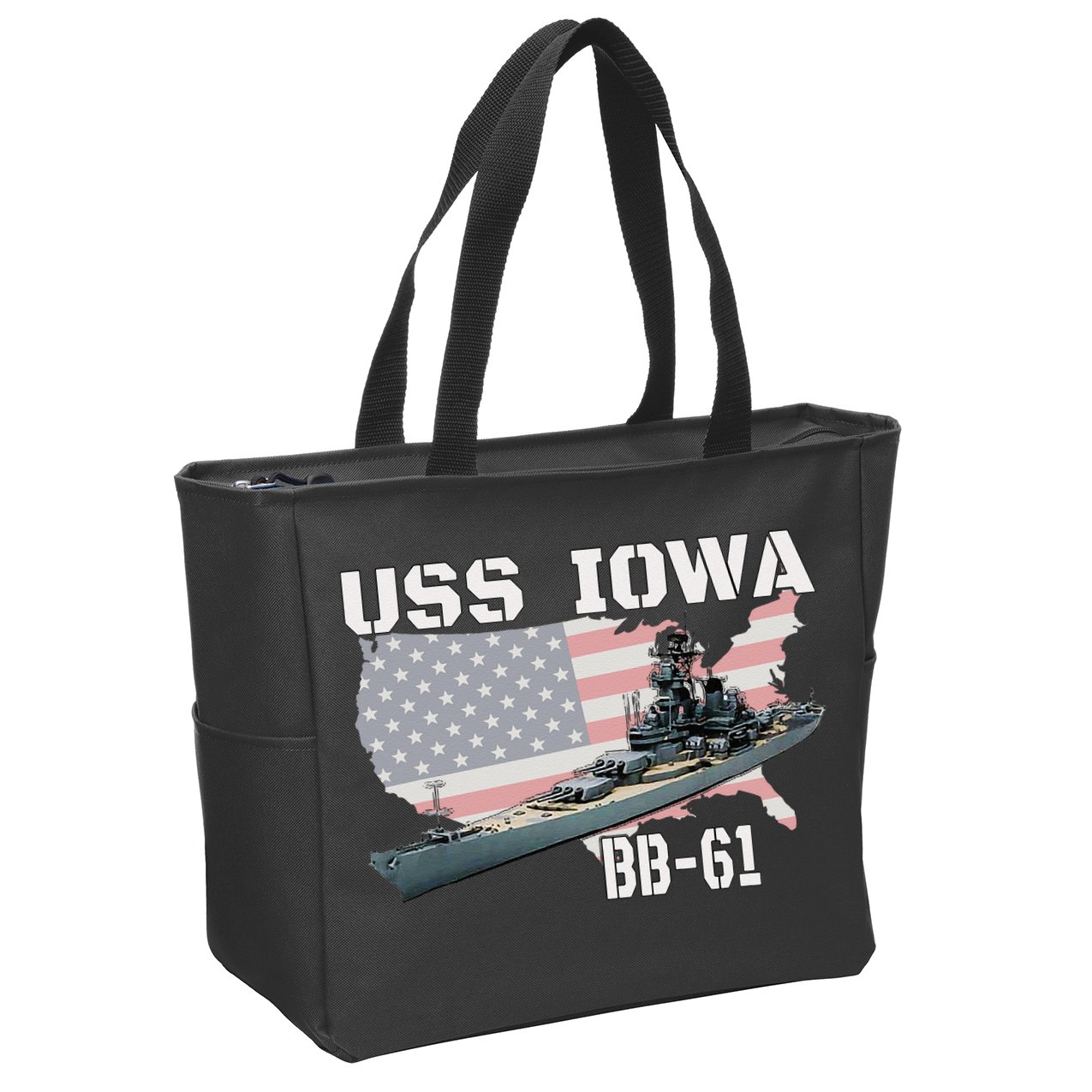 WW2 American Battleship USS Iowa Warship BB61 Veterans  Zip Tote Bag