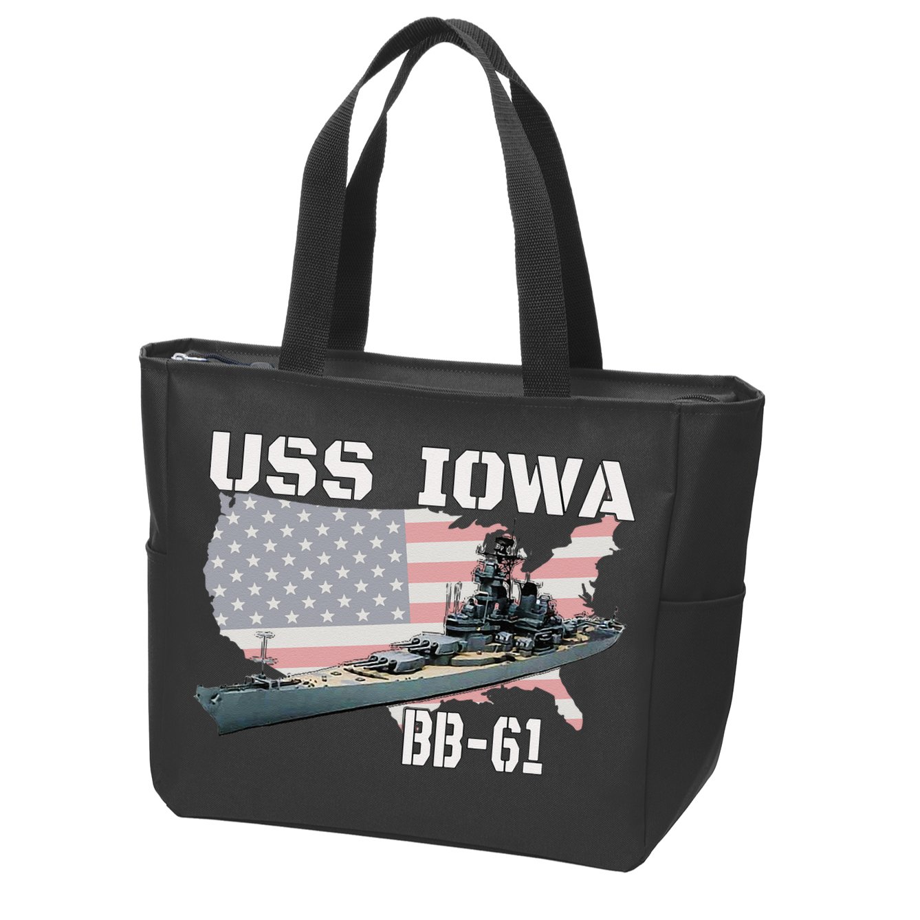 WW2 American Battleship USS Iowa Warship BB61 Veterans  Zip Tote Bag