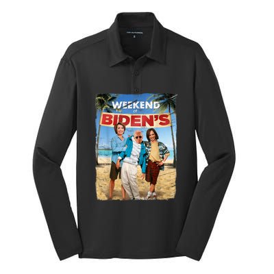 Weekend At Bidens Funny Joe Biden President Democrat Silk Touch Performance Long Sleeve Polo