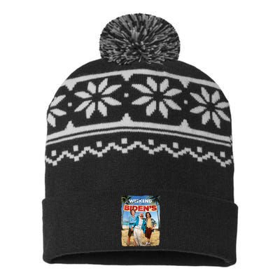 Weekend At Bidens Funny Joe Biden President Democrat USA-Made Snowflake Beanie