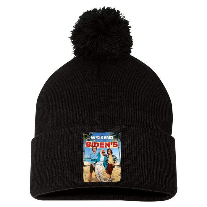 Weekend At Bidens Funny Joe Biden President Democrat Pom Pom 12in Knit Beanie