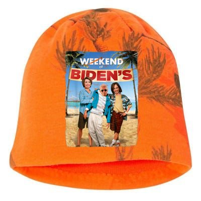 Weekend At Bidens Funny Joe Biden President Democrat Kati - Camo Knit Beanie