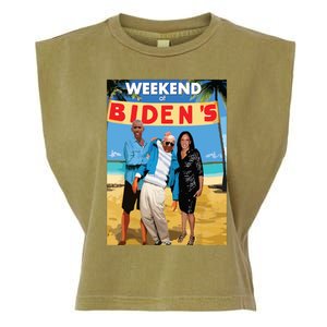 Weekend At Bidens Funny Garment-Dyed Women's Muscle Tee