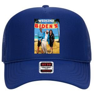 Weekend At Bidens Funny High Crown Mesh Back Trucker Hat