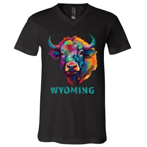 Wyoming American Bison Lover Buffalo For Souvenir V-Neck T-Shirt