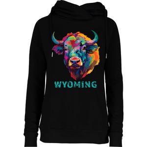 Wyoming American Bison Lover Buffalo For Souvenir Womens Funnel Neck Pullover Hood