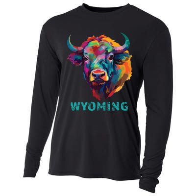 Wyoming American Bison Lover Buffalo For Souvenir Cooling Performance Long Sleeve Crew