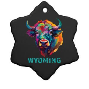 Wyoming American Bison Lover Buffalo For Souvenir Ceramic Star Ornament