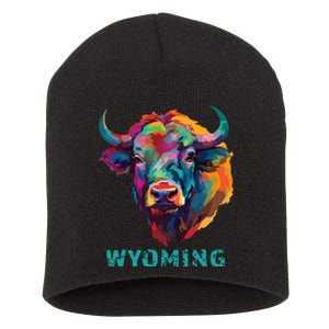 Wyoming American Bison Lover Buffalo For Souvenir Short Acrylic Beanie