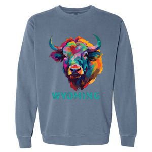 Wyoming American Bison Lover Buffalo For Souvenir Garment-Dyed Sweatshirt