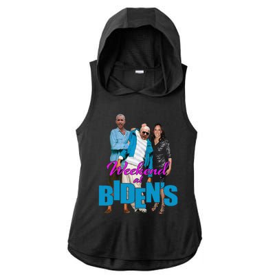 Weekend At BidenS Funny Ladies PosiCharge Tri-Blend Wicking Draft Hoodie Tank