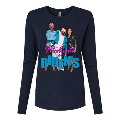 Weekend At BidenS Funny Womens Cotton Relaxed Long Sleeve T-Shirt