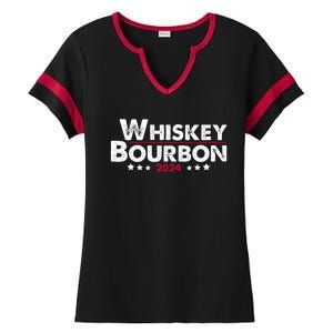 Whiskey And Bourbon 24 Whiskey Lovers Drinker Election 2024 Ladies Halftime Notch Neck Tee