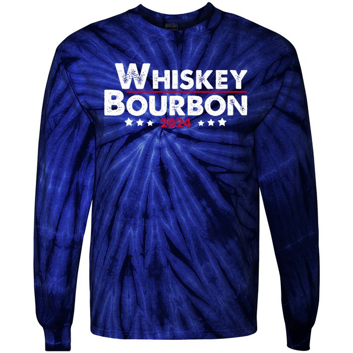 Whiskey And Bourbon 24 Whiskey Lovers Drinker Election 2024 Tie-Dye Long Sleeve Shirt