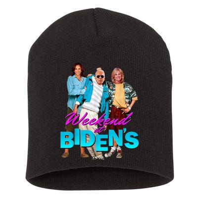 Weekend At Bidens Funny Short Acrylic Beanie