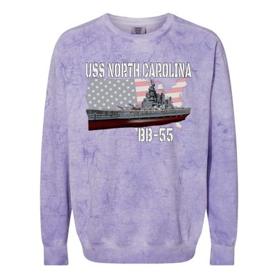 Ww2 American Battleship Uss North Carolina Bb55 Warships Colorblast Crewneck Sweatshirt