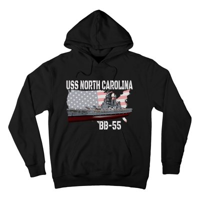 Ww2 American Battleship Uss North Carolina Bb55 Warships Hoodie