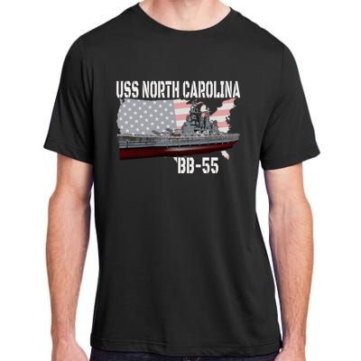 Ww2 American Battleship Uss North Carolina Bb55 Warships Adult ChromaSoft Performance T-Shirt