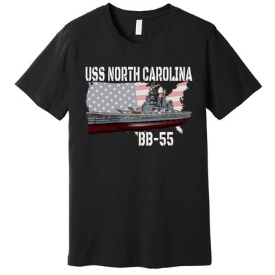 Ww2 American Battleship Uss North Carolina Bb55 Warships Premium T-Shirt