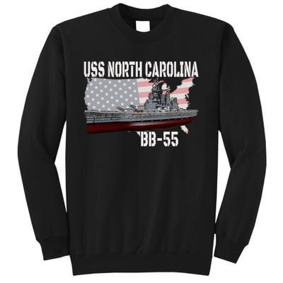 Ww2 American Battleship Uss North Carolina Bb55 Warships Tall Sweatshirt