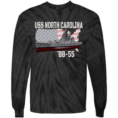 Ww2 American Battleship Uss North Carolina Bb55 Warships Tie-Dye Long Sleeve Shirt