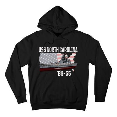 Ww2 American Battleship Uss North Carolina Bb55 Warships Tall Hoodie