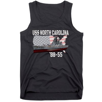 Ww2 American Battleship Uss North Carolina Bb55 Warships Tank Top