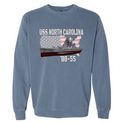 Ww2 American Battleship Uss North Carolina Bb55 Warships Garment-Dyed Sweatshirt