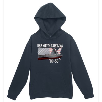 Ww2 American Battleship Uss North Carolina Bb55 Warships Urban Pullover Hoodie