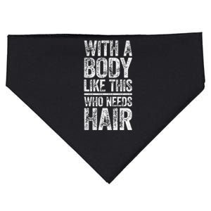 With A Body Like This Who Needs Hair Bald Man USA-Made Doggie Bandana