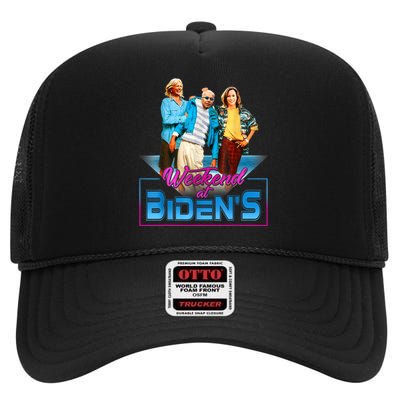 Weekend At BidenS Funny Meme High Crown Mesh Back Trucker Hat