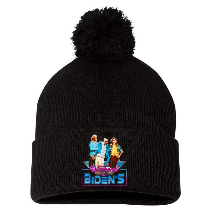 Weekend At BidenS Funny Meme Pom Pom 12in Knit Beanie