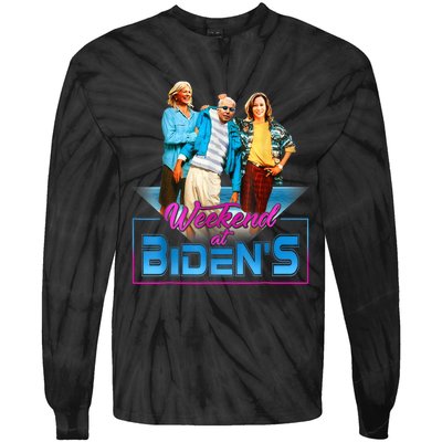 Weekend At BidenS Funny Meme Tie-Dye Long Sleeve Shirt