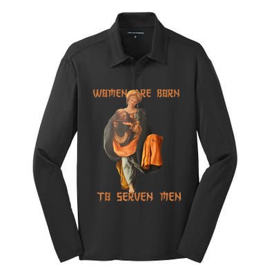 Women Are Born To Serve Donald Trump Silk Touch Performance Long Sleeve Polo