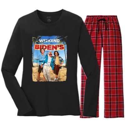 Weekend At Bidens Funny Women's Long Sleeve Flannel Pajama Set 