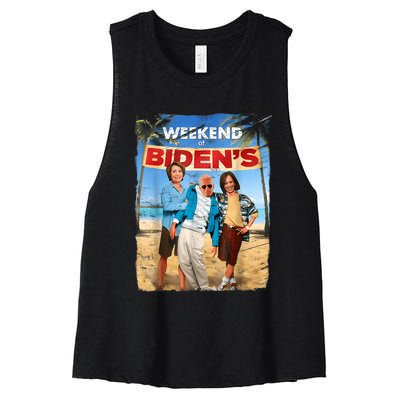 Weekend At Bidens Funny Women's Racerback Cropped Tank