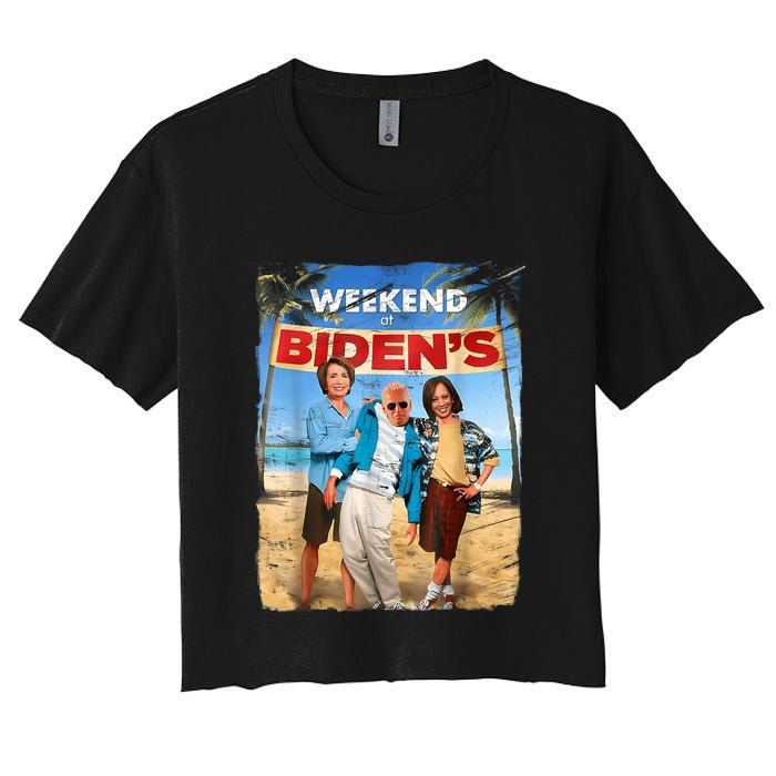 Weekend At Bidens Funny Women's Crop Top Tee