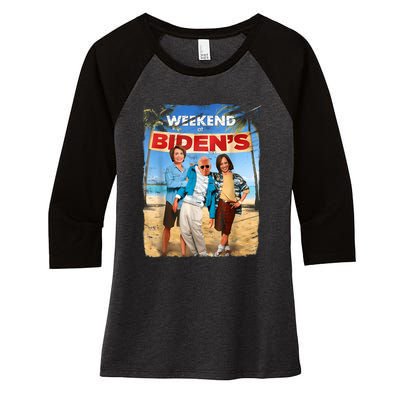 Weekend At Bidens Funny Women's Tri-Blend 3/4-Sleeve Raglan Shirt