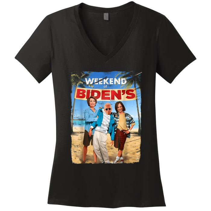 Weekend At Bidens Funny Women's V-Neck T-Shirt