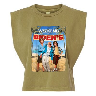 Weekend At Bidens Funny Garment-Dyed Women's Muscle Tee