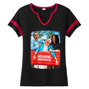 Weekend At Bidens Funny President 2024 Vote Ladies Halftime Notch Neck Tee