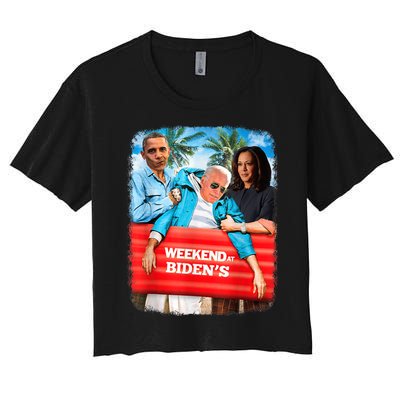 Weekend At Bidens Funny President 2024 Vote Women's Crop Top Tee