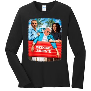 Weekend At Bidens Funny President 2024 Vote Ladies Long Sleeve Shirt